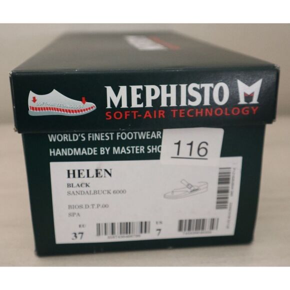 Mephisto Women's Sz 37 US 7 Black Nubuck Leather Helen Sandals - Picture 14 of 14